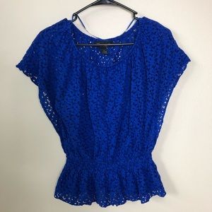 INC Eyelet Lace Peplum Top